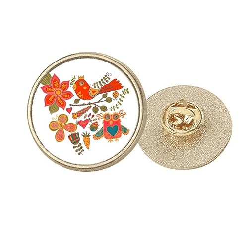 Broche ronde en métal doré motif animaux vintage bijou rétro chic femme taille M