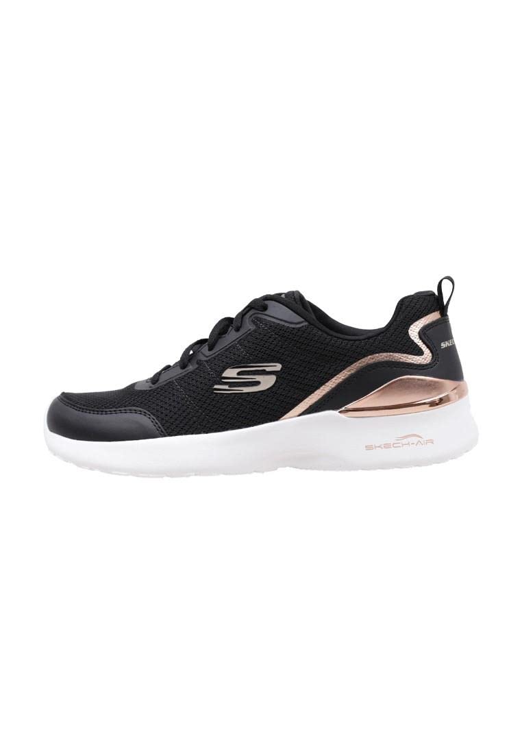 Skechers Women's Skech-Air Dynamight The Halcyon Sneaker, Black Mesh/Rose Gold Trim, 6.5 UK