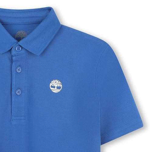 Image of Timberland Boys School Uniform Short Sleeve Pique Cotton Knit Polo Shirt, Kids Button Closure Premium Breathable Polo