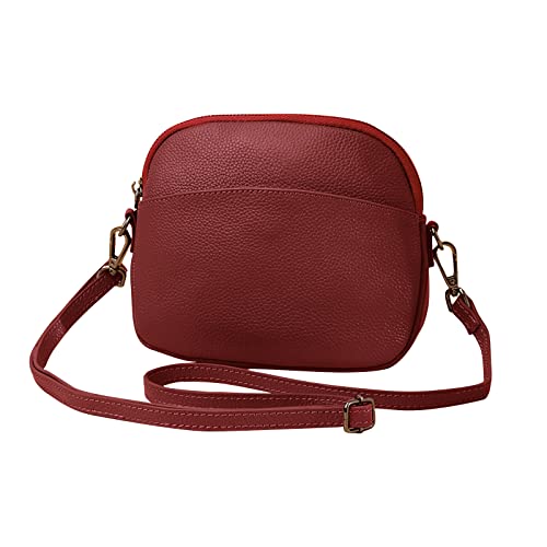 Sac à bandoulière en cuir véritable rouge pour femme d'élégance