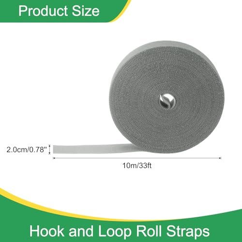 Image of uxcell 0.8inch x 33ft Hook and Loop Roll Straps, Multi-Purpose Hook and Loop Tape with Adhesive, Cable Ties Organize Strap Fastener Roll for Home Office, Grey