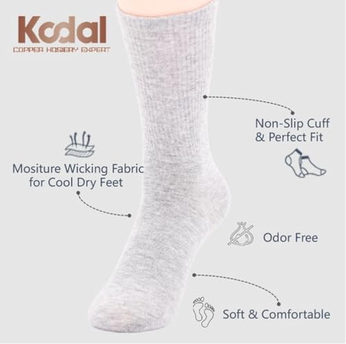 Kodal Copper-Infused Socks Odor Control Moisture-Wicking Breathable Crew All Season Casual/Dress/Work Socks3