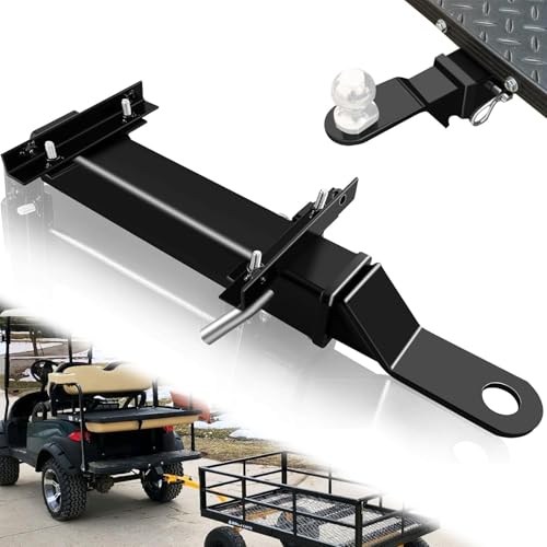 VONLX Golf Cart Trailer Hitch with 2 Receiver Golf Cart Rear Seat Rear Hitch for Step on Back Compatible with Footrest-Club Car EZGO Yamaha