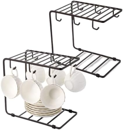 Metal Wire Cup Rack Stand for Kitchen Countertop, Mug Holder for Pantry, Space-Saving Organizer for Coffee Mugs, Stylish Mug Storage Solution