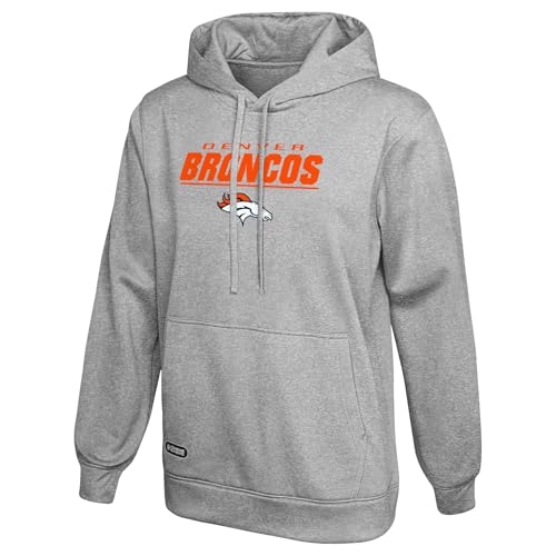 Outerstuff NFL Men's Fleece Pullover Hoodie, Denver Broncos, Grey, X-Large