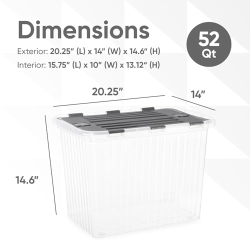 Image of Superio Storage Bins with Lids, Clear Plastic Containers for Organizing, Stackable Totes, BPA Free, Odor Free, Organizer Boxes for Home, and Dorm, 53 Quart (2 Pack, 20.25 inchx14 inchx14.6 inch)