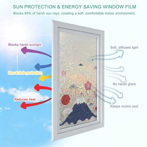 Vinilo decorativo para ventana con efecto arcoíris y privacidad miniatura 6