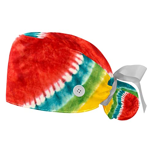 Chapeaux de travail JDEZ lot de 2 casquettes bouffantes tie-dye unisexes