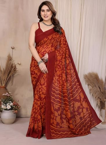 Image of Yashika Women's Georgette Saree with Blouse Piece for Traditional Ethinic Wear Sari