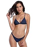 SHEKINI Bikini-Set, gepolstert, zweiteilig, Triangel-Bikini, brasilianischer Badeanzug für Damen - Blau - Large