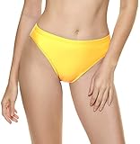 Bellecarrie Women's Bikini Bottoms High Cut Tankini Swimsuit Bottoms Mid Rise Swim Briefs, Yellow, XS