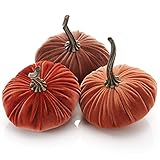 Velvet Pumpkins Set of 3 Includes Harvest Rust Bronze, Handmade Home Decor, Holiday Mantle Decor, Holiday Table Centerpiece, Fall Halloween Thanksgiving Decor