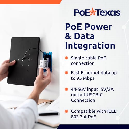 Soporte de Pared PoE Texas para iPad 10a Generación con Indicador LED y Adaptador PoE AF-USBC-JB miniatura 3