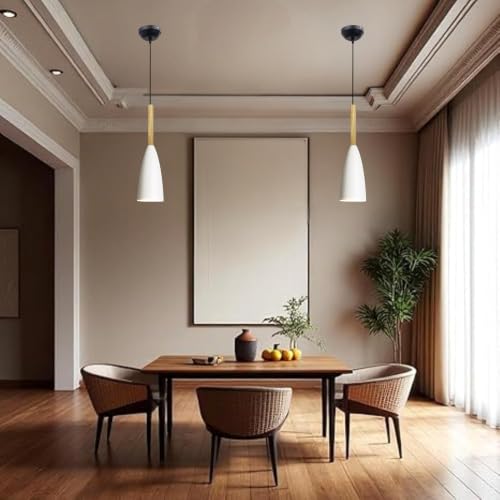 Image of GreyWings Modern Cone White Aluminium Hanging Pendant Light Cord, Antique Decor, Bulb not Included, Pack of 3