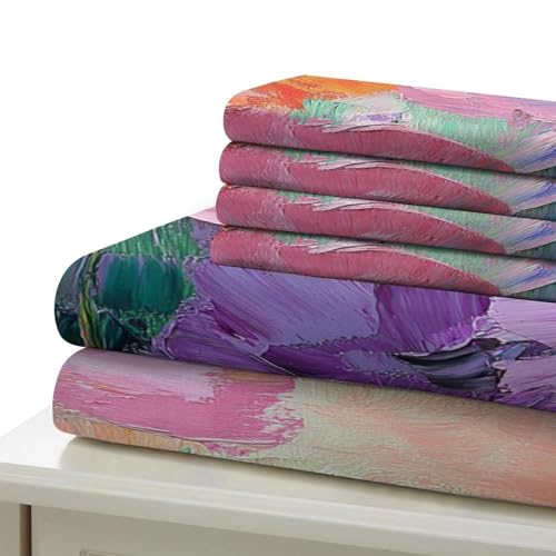Housse de couette fermeture éclair 140x200cm parure de lit microfibre fleur abstraite - 7
