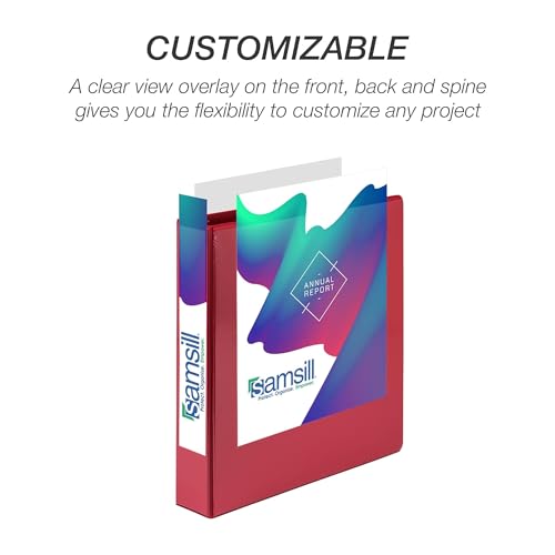 Image of Samsill Durable 4 Inch Binder, Locking D Ring Binder, Customizable Clear View Cover, Red, 6-Pack, Holds 775 Pages