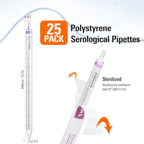 Pipettes sérologiques 50 ml PEKYBIO en polystyrène stérile pour laboratoires lot de 25 - 3