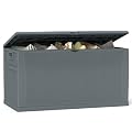 ZYJOYY 100 Gallon Resin Deck Box Waterproof Outdoor Storage Box and Patio Furniture Side Table for Pool Accessories, Gardening Tools, Outdoor Indoor Cushions, Lockable, UV Resistant