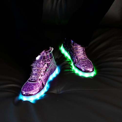 Image of Glitter Led Shoes Light Up Shoes High Top Sneakers for Women Men Flashing Dancing Shoes for Halloween Christmas Party with USB Charging