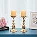 Set of 2 Gold Candlestick Metal Pillar Candle Holders, Flameless Candlestick Holders Stand Centerpieces Decoration Ideal for Weddings, Special Events, Parties