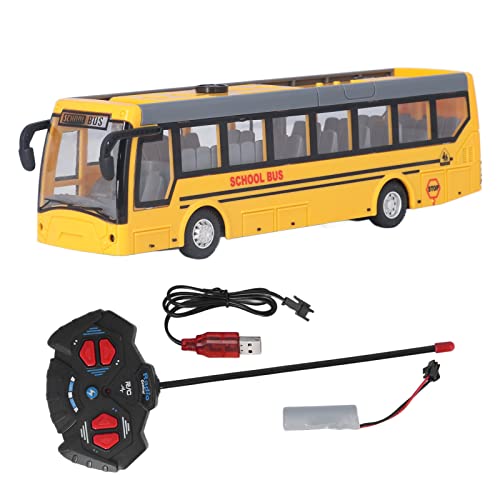 Ozgkee Jouet de Bus Télécommandé, Haute Simulation dans Toutes Les Directions Conduisant Un Bus Scolaire RC Rechargeable pour Les Enfants(Jaune)