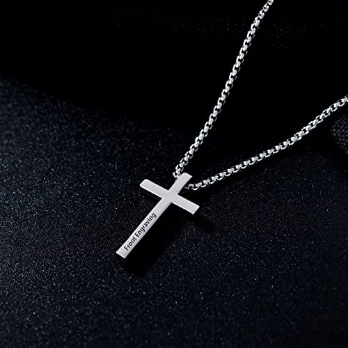 Personalized 925 Sterling Silver Cross Necklace for Men & Women Customized Cross Pendant with 2mm, 18-26 Inch Chain Gift for Husband Boyfriend Son Wife Girlfriend Daughter4