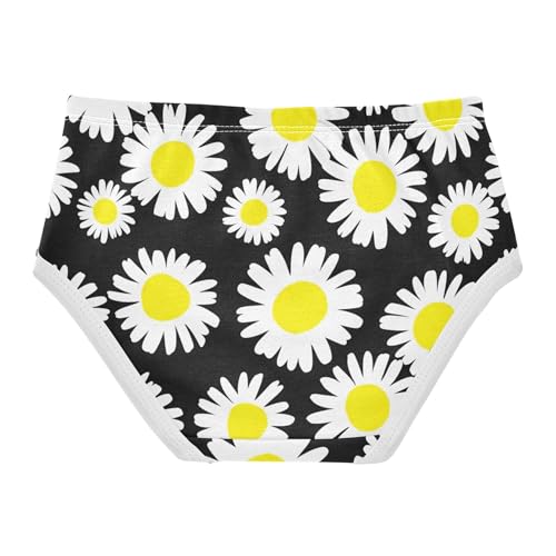 Cotton Toddler Underwear Floral Floral White Daisies Yellow Black Panties for Girl Funny Briefs Girls Undies 2t2