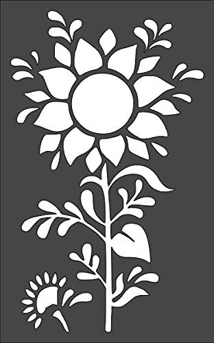 Sunflower Stencil Reusable Sturdy Flexible Clear Plastic 1-5x8 in Arts and Crafts Material Scrapbooking for Airbrush Painting Drawing