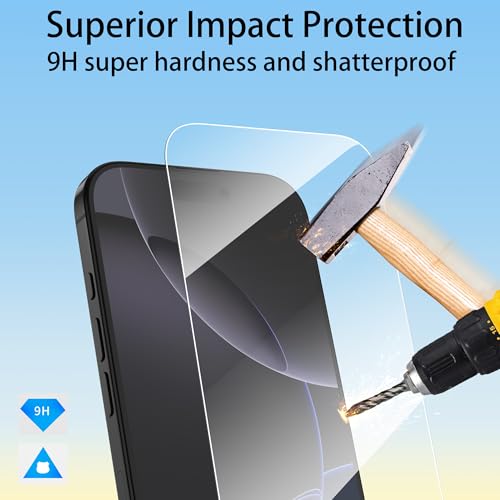Image of 4youquality [3-Pack Screen Protector for iPhone 17 /17 Pro / 16 Pro (6.3-Inch), Tempered Glass Film, [LifetimeSupport][Impact-Protection][Anti-Shatter][Anti-Scratch]
