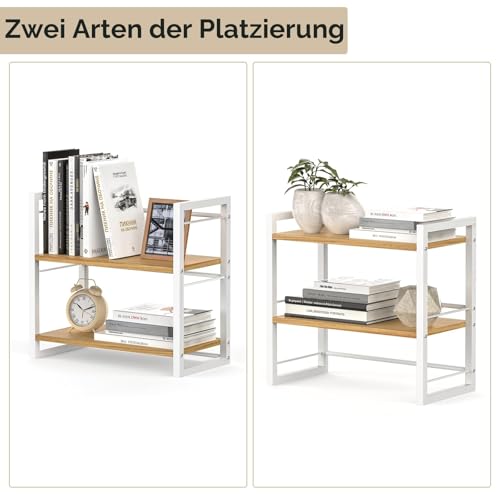 THYGIFTREE Schreibtisch Regal Organizer aus Holz, Aufbewahrungsregal für Schreibtisch Bücherregal, Regal für Schreibtischplatte und Kommode (weiß)