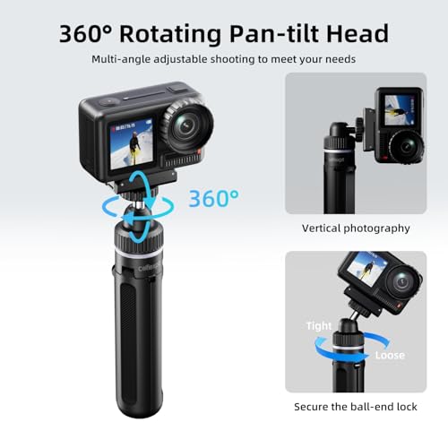 Image of Celfiexpt Portable Action Camera Tripod with 1 /4 inch Screw & Magnetic Adapter for DJI Osmo Action 5 Pro /4 /3 /2- 40cm Extendable Adjustable 360 Ball Head | Aluminum Selfie Stick