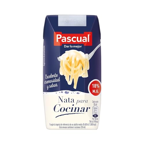 Pascual- Nata líquida para cocinar. 18% de materia grasa- 1 Brick x 200ml. Elaborada a partir de leche Pascual.