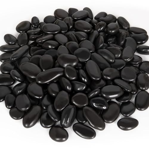 River Rocks for Landscaping 5Kg Black Pebbles for Indoor Plants 1.5-7.0cm Decorative Rocks for Planters and Pot High Polished Stones for Vase Filler Fish Tank Garden (4.0-7.0cm)