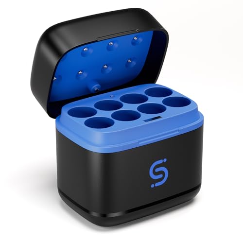 8 Piezas de Pilas AA y Caja de Almacenamiento de batería A A con 8 Compartimentos, Compatible con baterías de Litio y NiMH, diseño de Carga y Integrado, fácil de Transportar (Cargador AA)