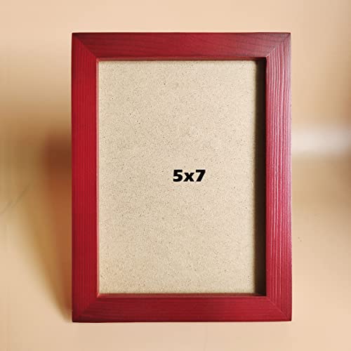Image of 5x7 Picture Frames RED Solid Wood Frame, Plastic Panel (Film Needs to be Removed) Table or Wall.Front Window Opening 4.5x6.5 inch.