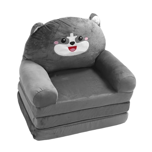 Sofá Plegable para Niños, sofá de Descanso Ligero con Diseño de Perro de Dibujos Animados, Cama Extensible para Leer, Jugar, Dormitorio, Material de Felpa (3 Capas)