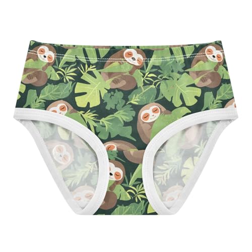 Wusikd Sloths Sleeping Girls' Underwear Cotton Leaves Girls Briefs Soft Toddler Underwear 2T