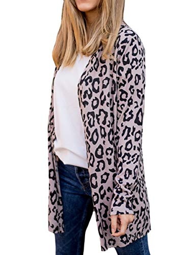 Tickled Teal Women's Long Sleeve Animal Leopard Print Super Soft Cozy Cardigan