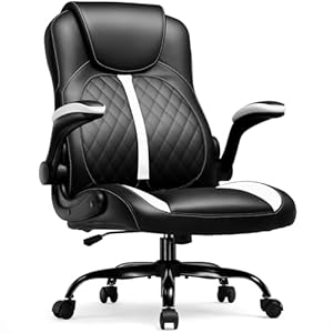 GTPLAYER Gaming Chair with Flip-Up Armrest, Video Gaming Chair with Rocking Function, Ergonomic Computer Gaming Chair with High-Density Sponge and Adjustable Height (White)