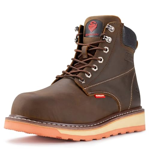 Image of SUREWAY 6 inch Mens Heavy Duty Soft /Steel Toe Work Boots for Men,Goodyear Welt,Extremely Comfortable Durable Proved,Oil /Slip Resistant,Thicker Leather,Wedge Sole,EH Safety Industrial Construction Boots