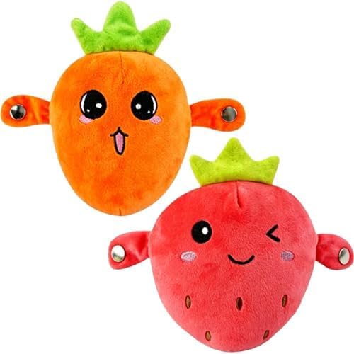 Zenova Interactive Music Plush Toy, Body Sensing Sensor Doll with Piano & Fruit Metronome Sounds, Educational Interactive Stuffed Animal Gift for Kids Boys Girls (carrot+strawberry)