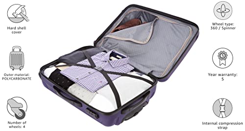 Image of Safari Thorium Sharp Anti-Scratch Combo Set of 2 Purple Small, Medium Check-in 4 Wheel Hard Suitcase