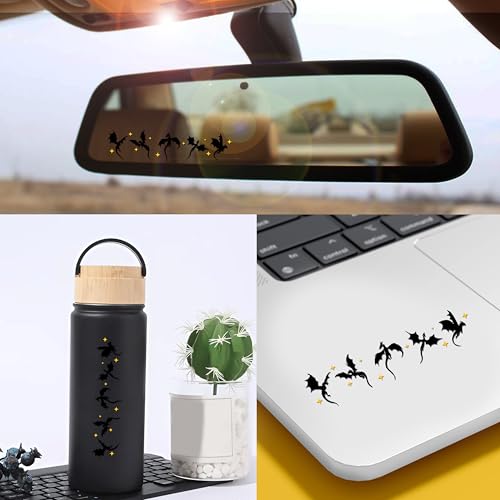 Image of Set 2Pcs Dragons Fourth Wing Rearview Mirror Decal Funny Fantasy Romance Books Car Decals Water Bottle Window Sticker Vinyl Waterproof 4x0,9 Inches Decal New Car Accessories Gift for Mom Dad Friend