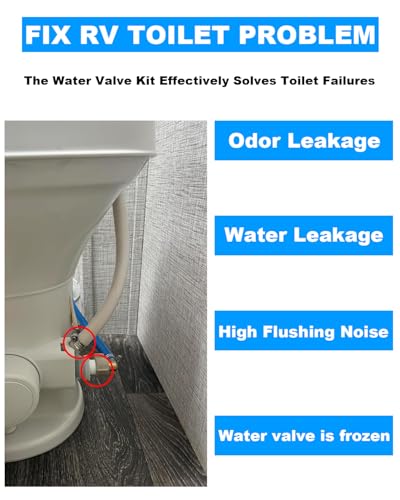 Image of Upgraded RV Water Valve Replacement Kit 385311641 for Sealand Dometic 300, 301, 310, 311, 320, 321 Pedal-Flush Toilets- Hardware Included, with Seal Tape