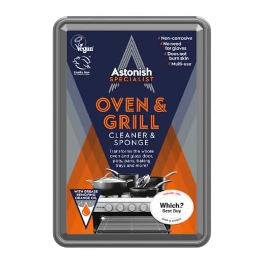 Astonish Specialist Oven & Grill Cleaner & Sponge, 250g – Powerful Degreasing Paste with Orange Oil, Restores Shine Without Harsh Chemicals – For Ovens, Grills, Racks & Toughened Glass