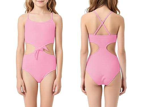Image of Dvenki Girls Cutout One Piece Swimsuit Adjustable Straps Sizes 6X-16