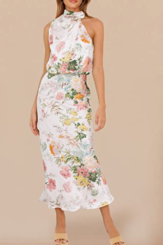 Image of PRETTYGARDEN Women's 2026 Summer Satin Dress Elegant Sleeveless Mock Neck Cocktail Party Maxi Dresses