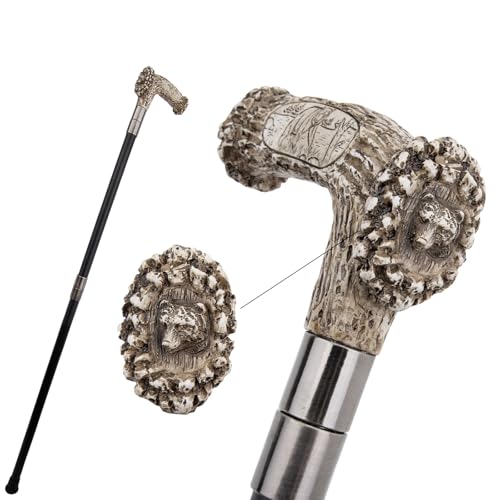 Silver Resin Bear Tree Root Head Walking Cane Fashion Decorative Steel Stick Gentleman Elegant Cosplay Cane Knob Crosier 94cm