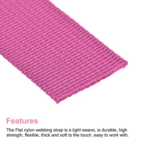 Image of MECCANIXITY Flat Nylon Webbing Strap 1 Inch 10 Yards Light Rose Red for Backpack, Luggage