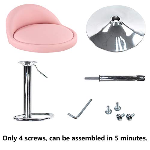 Kktoner Pu Leather Round Bar Stool With Back Rest Height Adjustable Swivel Pub Chair Home Kitchen Bar Stools Backless Stool With Footrest (Pink) #TOP3